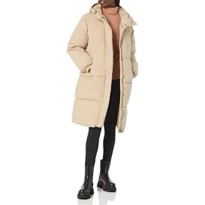Abbildung von Amazon Essentials Damen Lange Oversize Daunenjacke (in Übergröße erhältlich), Hellbraun, XXL