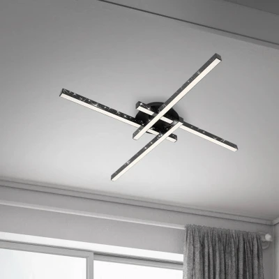 Abbildung von BRILONER Leuchten LED Deckenleuchte mit Glitzereffekt, warmweiße Farbtemperatur, Deckenlampe in Schwarz, 21 Watt Wohnzimmerlampe, 600x600x82 mm