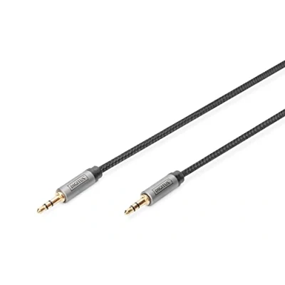 Abbildung von DIGITUS Audio Anschlusskabel 3,5mm Klinke auf AUX Kabel Stereo vergoldete Kontakte geflochtenes 3m schwarz für Stereoanlagen, Heimkino, Soundbar, Computer