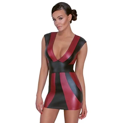 Abbildung von Cottelli Collection Minikleid Wetlook Kleid schwarz, rot