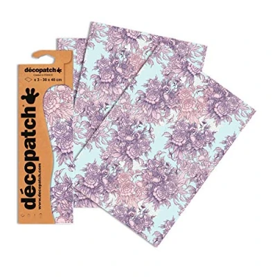 Abbildung von Decopatch Papier No. 760 (violett Rose Rosen, 395 x 298 mm) 3er Pack