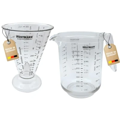 Abbildung von Westmark Set, 2 tlg.: 1 Messkanne + Messbecher mit Feinmesskegel, mehrsprachig und verschiedenen Maßeinheiten, Füllvolumen: 0,5 Liter, Gerda, Kunststoff, Transparent, 306822E7
