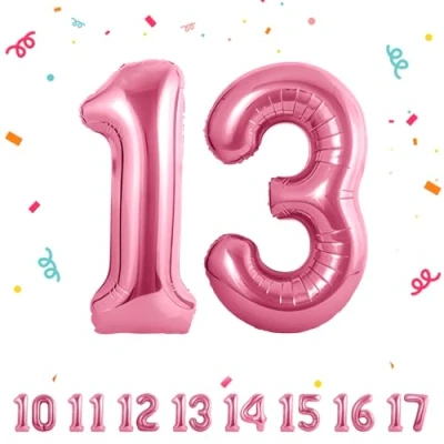 Abbildung von 13 Geburtstag Deko zahlen luftballon jahre Folienballon Rosa für 13. Geburtstagsdeko Männer Frauen Ballon Zahl zum fliegt mit Helium 13.Geburtstagsparty 40&quot; 101cm