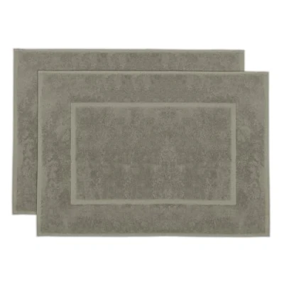 Abbildung von ZOLLNER 2er Set Badematten in 50x70 cm saugstarke und Flauschige Badvorleger aus Baumwolle bis 60C waschbar für Fußbodenheizung geeignet Taupe Hotelqualität