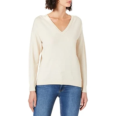 Abbildung von Object Objthess L/S Vneck Pullover NOOS Strickpullover, Damen, Größe: XL, Sandshell melange