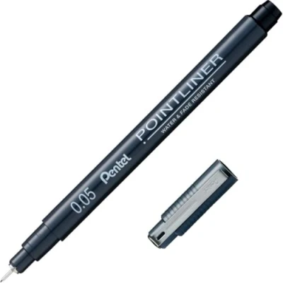 Abbildung von Pentel Pointliner S20P 05A, Fineliner, schwarz, wasserfest und lichtecht, 0,05 mm, 12 Stück