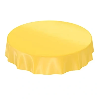 Abbildung von Wachstuchtischdecke Wachstuch abwaschbare Tischdecke Uni Glanz Einfarbig Gelb Schnittkante Rund 140cm