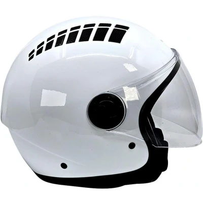 Abbildung von BHR Helm Demi Jet 834 Flow Sommer Rollerhelm Homologiert ECE 22.06 mit 16 Belüftungslöchern Vespa Kratzfestem Visier und Mikrometrischer Auslösung Weiss L