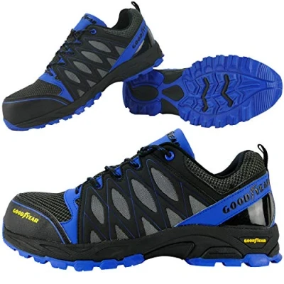 Abbildung von Goodyear 1503WT S1P/SRA/HRO Herren Metallfreie Zehen und Zwischensohlen Sicherheitstrainer aus Verbundwerkstoff, 1503 Schwarz/Blau, 48 EU