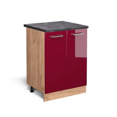 Abbildung von Vicco Küchenunterschrank R Line, Bordeaux Hochglanz/Goldkraft Eiche, 60 cm, AP Anthrazit