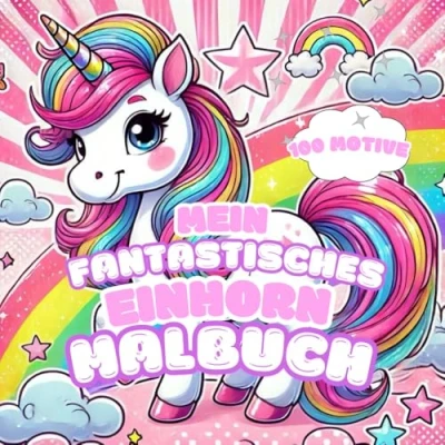 Abbildung von MEIN FANTASTISCHES EINHORN MALBUCH: 100 wunderschöne Seiten zum Ausmalen: mit Schmetterlingen, Regenbögen und Blumen. Perfektes Geschenk für Kinder von 4 bis 8 Jahren.