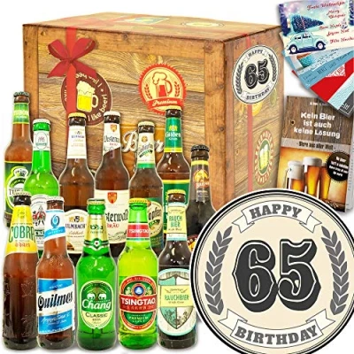 Abbildung von Geschenke zum 65. ++ Bier Geschenk Welt und DE 65 Geburtstag Frau