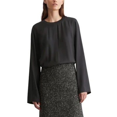 Abbildung von Marc O&#039;Polo EASY Shape AT Round NECK Solid Langarmshirt, Damen, Größe: 44, Dark graphite
