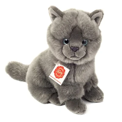 Abbildung von Teddy Hermann® Kuscheltier Kartäuser Katze sitzend grau, 20 cm, zum Teil aus recyceltem Material