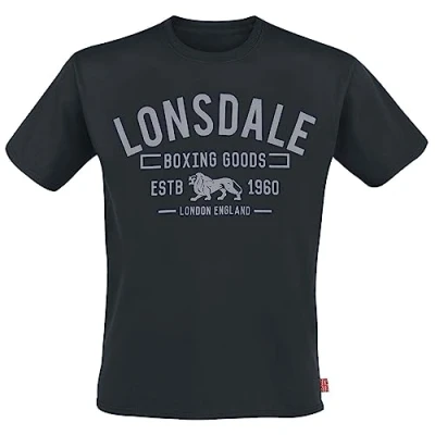 Abbildung von Lonsdale Men&#039;s PAPIGOE T Shirt, Black/Grey, S