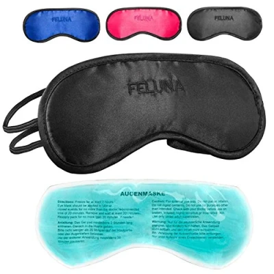 Abbildung von Feluna Schlafmaske Augenmaske mit Kühlkissen, Kühlpad Nachtmaske, Schlafbrille
