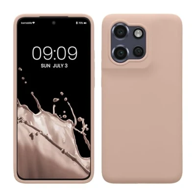 Abbildung von kwmobile Hülle kompatibel mit Motorola Edge 50 Neo/ThinkPhone 25 Silikon Handy Case Handyhülle weiche Oberfläche kabelloses Laden Altrosa
