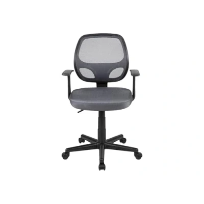 Abbildung von Flash Furniture Bürostuhl mit mittelhoher Rückenlehne Ergonomischer Schreibtischstuhl Armlehnen und Netzstoff Perfekt für Home Office oder Büro Grau