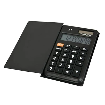 Abbildung von Majestic K10 Taschenrechner, 8 stelliges Display, doppelte Stromversorgung: Solar und AG10 Batterie, inkl. Schutzhülle