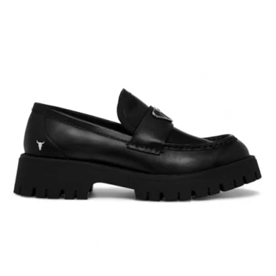 Abbildung von Windsorsmith Damen Schuhe aus Schwarzem Leder mit klobiger Plateausohle Throne
