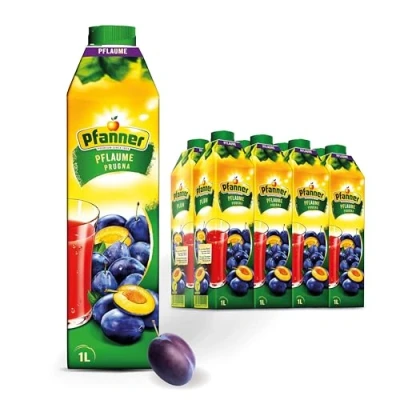 Abbildung von Pfanner Pflaumen Getränk (8 x 1 l) 25 % Fruchtgehalt Fruchtgetränk aus Pflaume im Vorratspack