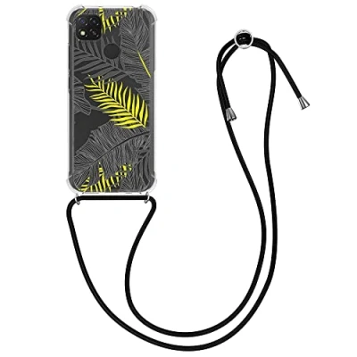 Abbildung von kwmobile Necklace Case kompatibel mit Xiaomi Redmi 9C Hülle Silikon Cover Handykette Gelb Grau Transparent Dschungel