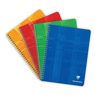 Abbildung von Clairefontaine 68721C Packung mit 10 Heften Spiralbindung 17x22 cm, 50 Blatt, 90g, französische Lineatur, farbig sortiert, 1 Pack