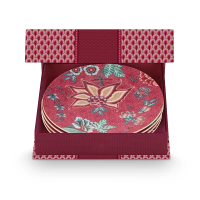 Abbildung von PIP STUDIO Flower Festival Gebäckteller dark pink 17cm Set4