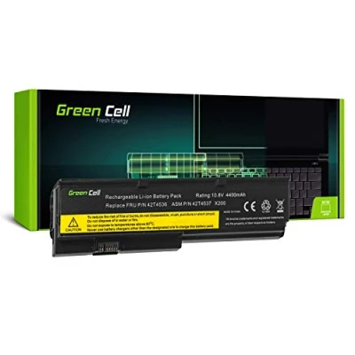 Abbildung von Green Cell Standard Serie 42T4650 Laptop Akku für Lenovo ThinkPad X200 X200s X201 X201i X201s (6 Zellen 4400mAh 10.8V Schwarz)
