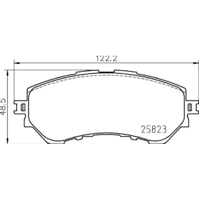 Abbildung von HELLA 8DB 355 025 711 Bremsbelagsatz nicht für Verschleißwarnanzeiger vorbereitet mit Zubehör TOYOTA: Vios / Yaris III Limousine, Schrägheck