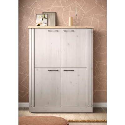 Abbildung von Home affaire Highboard &quot;Country Höhe 160 cm u. Breite 118 cm, Kommode mit 4 Türen,&quot;, Schrank im Landhausstil, viel Stauraum, Metallgriffe, MDF Rahmen
