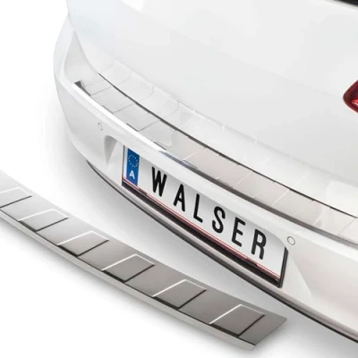 Abbildung von Walser Premium Ladekantenschutz kompatibel mit VW Tiguan (AD1, AX1) 01/2016 Heute, 100% maßgeschneiderter Kantenschutz Edelstahl Proguard, Kofferraum Stoßstangenschutz Auto Made in Europa Silber
