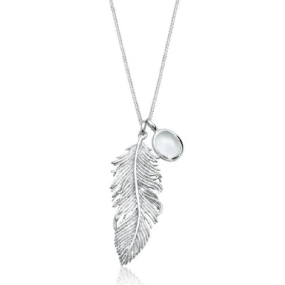 Abbildung von Elli Feather Halskette, Damen, Größe: 70, Silberfarben weiß