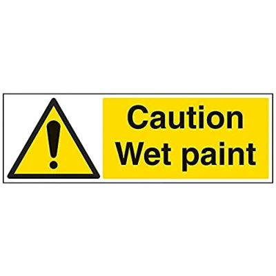 Abbildung von vsafety Schilder 67077bp s &quot;Caution Wet Paint&quot; Achtung Building Schild, selbstklebend, Landschaft, 600 mm x 200 mm, schwarz/gelb