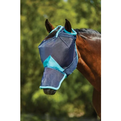 Abbildung von Weatherbeeta Fliegenmaske Comfitec Deluxe Fine Mesh mit Nase Navy/Türkis Mini