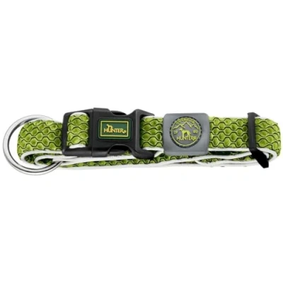 Abbildung von HUNTER Hilo Vario Plus Halsung, Halsband für Hunde, mit Zugentlastung, Leicht, Mesh Material, Limette, XL