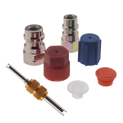 Abbildung von the Lord of Tools R 12 auf 134a High Low Side Nachrüstadapter 1/4 SEA Ventile Kappen Montageset Mit Ventilkern Entfernungswerkzeug Für Auto A/C Kältemittel Zubehör