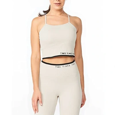 Abbildung von 2XU Damen Engineered Longline Crop Sport BH, Oatmeal/Black, S