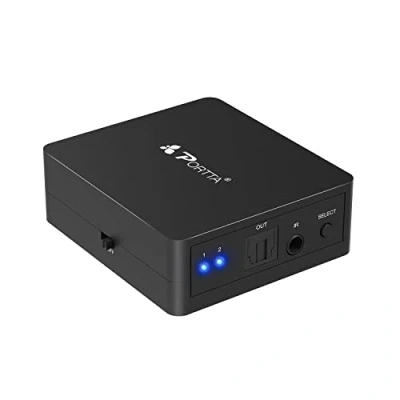 Abbildung von Portta Toslink 2x1 Switch / SPDIF Digital Optischer Audio Umschalter mit Fernbedienung 2 Eingänge 1 Ausgang Unterstützung 5.1CH LPCM2.0 DTS Dolby AC3 für PS3 DVD Player und Verstärker
