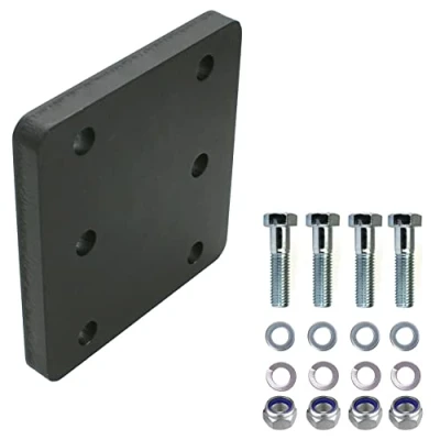 Abbildung von Universelle Adapterplatte zur Höhenverstellung 3x83 der Anhängerkupplung für 4 Loch 83x56mm AHK Bock Flanschkugeln. (3x56 mm mit 4xM10 Schraubenset, Bock)