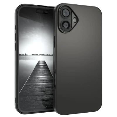 Abbildung von EAZY Case Handyhülle Silikon kompatibel mit iPhone 16 Plus stoßfeste Schutzhülle dünne für Apple Hülle Fallschutz leichtes Cover schlankes Silicone in Schwarz