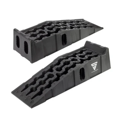 Abbildung von STAHLWERK Stufenkeil GT 15 ST 2er Set mit 6 t Tragkraft 905 x 330 215 mm Auffahrkeil Unterlegkeil Auffahrrampe Auffahrbock Ausgleichkeil für Wohnmobil, Caravan, Wohnwagen oder Anhänger