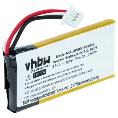 Abbildung von vhbw Akku kompatibel mit Sennheiser MB Pro 1, 2, OfficeRunner, SD Office Wireless Headset Kopfhörer (180mAh, 3.7V, Li Ion)