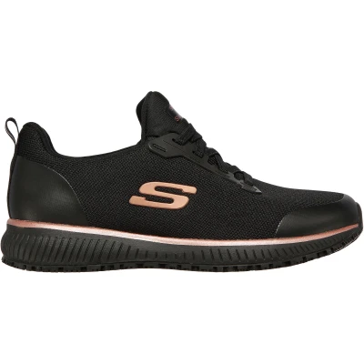 Abbildung von Skechers Damen Squad Sr Sneaker, Black Flat Knit Rose Gold Trim, 35.5 EU