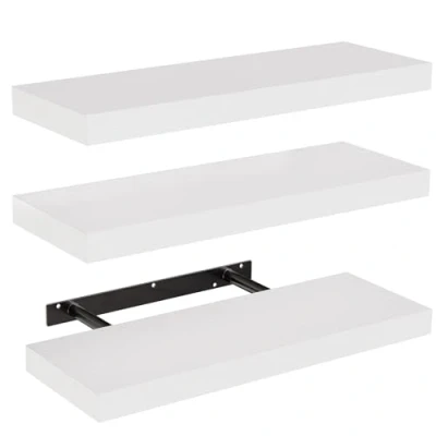 Abbildung von STOREMIC Wandregal, Regale Weiß Wand 40cm, 3er Set Schweberegal Weiss, Moderne dekorative Regalbrettmit sauber Verarbeitet für Schlafzimmer, Küche, Büro, Wohnzimmer usw
