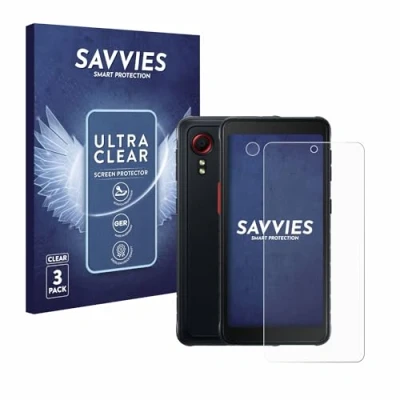 Abbildung von Savvies 6 Stück Schutzfolie für Samsung Galaxy XCover 5 Enterprise Edition (Display+Kamera) Displayschutz Folie Ultra Transparent