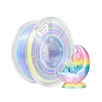 Abbildung von iBOSS Seide Macaron Regenbogen PLA+ 3D Drucker Filament 1,75 mm +/ 0,02 mm, 1KG (2,2lb), Verschlei Bfestes undglattes PLA PRO Druck Filament, Passen die meisten FDM