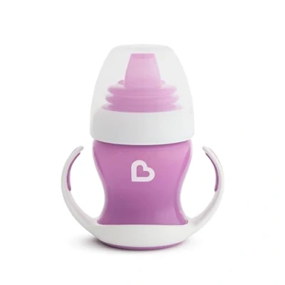 Abbildung von Munchkin Trinklernbecher, Trinkhalmflaschen für Babys und Kleinkinder, mit Griffen Deckel, BPA frei, spülmaschinenfest &amp; auslaufsicher 118 ml, lila