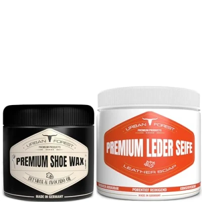 Abbildung von URBAN FOREST Lederseife 500ml + Schuhwachs 250ml farblos Schuhreiniger (2 St. 250ml)
