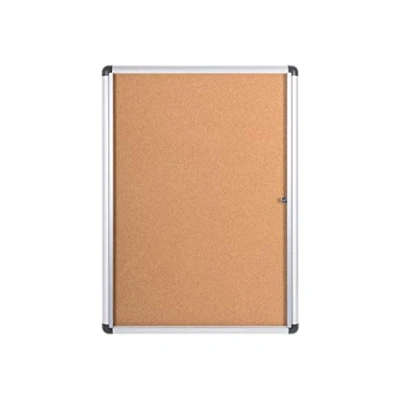 Abbildung von Bi Office Schaukasten Vitrine &quot;Enclore Extra&quot;, Kork, geeignet für 9 x DIN A4, silberner Aluminiumrahmen, abschliessbar